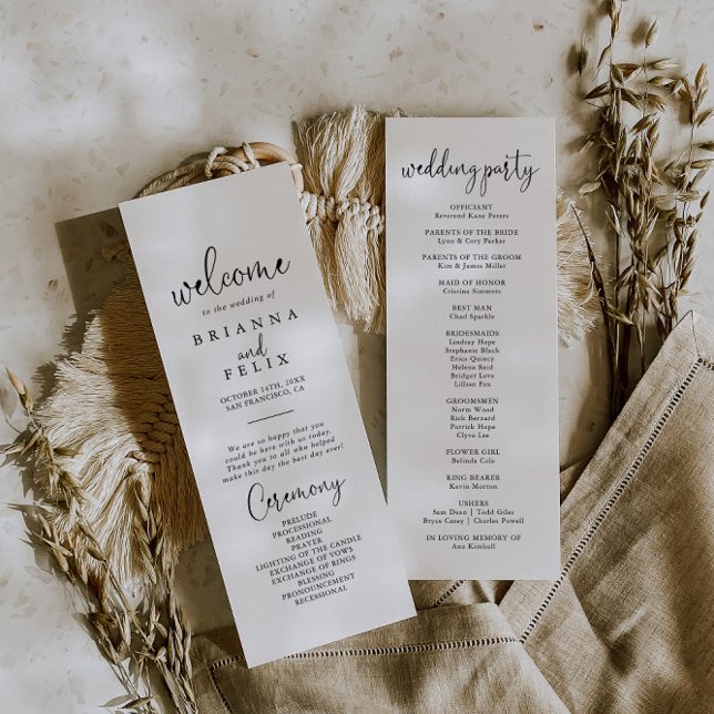 Calligraphy Elegant Script Wedding Program Programme (Creator Uploaded)