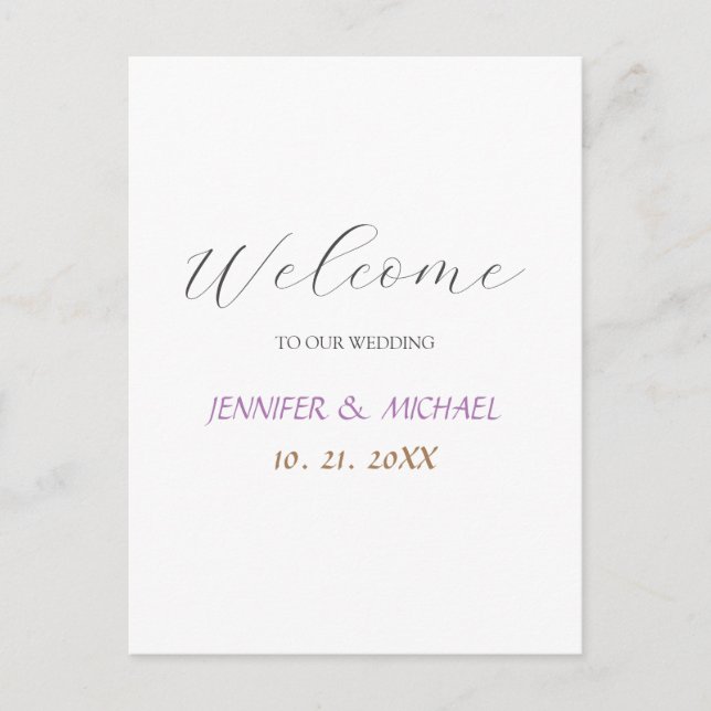 Calligraphy Elegant Welcome Wedding Announcement Postcard (Front)