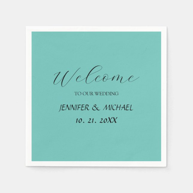 Calligraphy Elegant Welcome Wedding Napkin (Front)