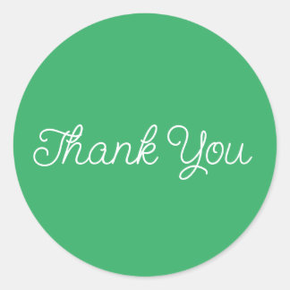 Calligraphy Emerald Green Flat Thank You Card Classic Round Sticker
