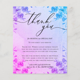 Calligraphy Eucalyptus budget Pink Thank you Flyer