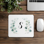 Calligraphy Eucalyptus Foliage Monogram Simple Mouse Pad<br><div class="desc">This calligraphy eucalyptus foliage monogram simple mouse pad is a perfect gift for a school,  office or any event. The design features beautiful hand-painted watercolor green eucalyptus leaves,  inspiring natural charm.</div>