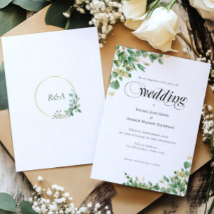 Calligraphy Eucalyptus Gold Monogram Wedding