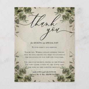 Calligraphy Eucalyptus Retro budget Thank you Flyer