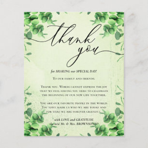 Calligraphy Eucalyptus Yellow budget Thank you Flyer