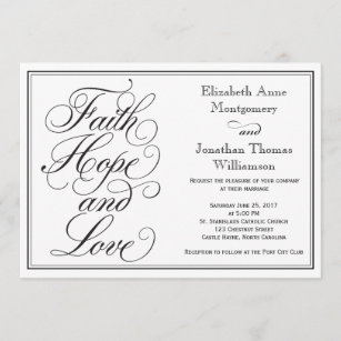 Calligraphy Faith Hope Love Wedding Invitation