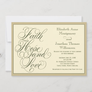 Calligraphy Faith Hope Love Wedding Invitation