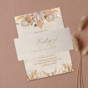 Calligraphy Fall Boho Script Wedding Invitation Belly Band