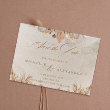 Calligraphy Fall Boho Wedding Save The Date Card