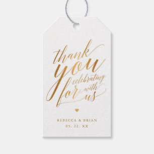 Calligraphy Faux Gold Foil Wedding Thank You Gift Tags