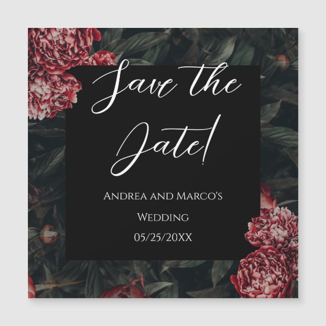 Calligraphy Floral Gothic Wedding Save the Date Magnetic Invitation (Front)