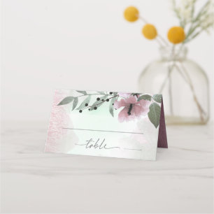 Calligraphy Floral Monogram Mauve ID771 Place Card