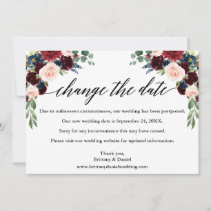 Calligraphy Floral New Wedding Date Card