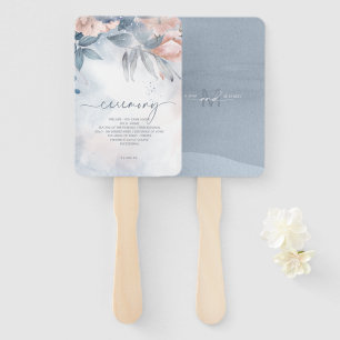 Calligraphy Floral Wedding Ceremony Blue ID771 Hand Fan