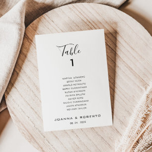 Calligraphy Formal Table Number 1 Seating Chart