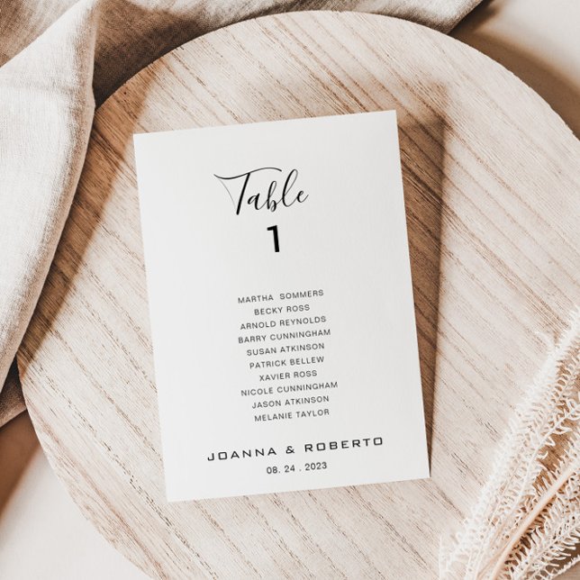Calligraphy Formal Table Number 1 Seating Chart (Creator Uploaded)