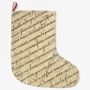 Calligraphy French Vintage Script Large Christmas Stocking
