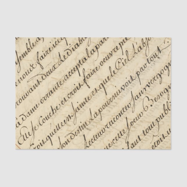 Calligraphy French Vintage Script Tissue Paper (Front)