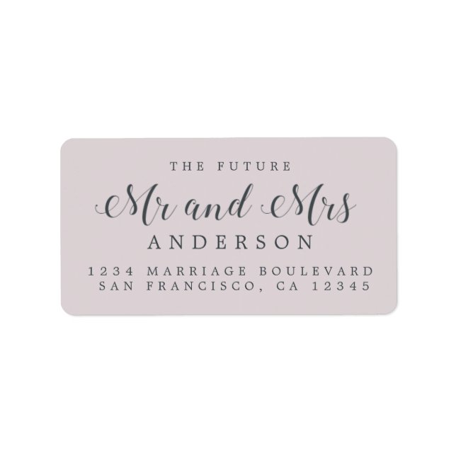 Calligraphy Future Mr Mrs Wedding Return Address Label (Front)