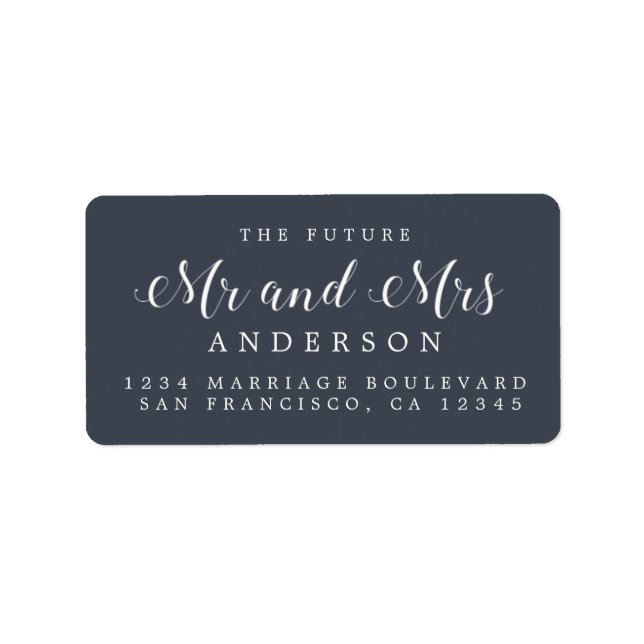 Calligraphy Future Mr Mrs Wedding Return Address Label (Front)