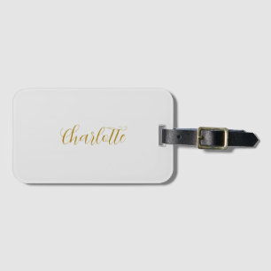Calligraphy Gold Color Grey Custom Personal Edit Luggage Tag