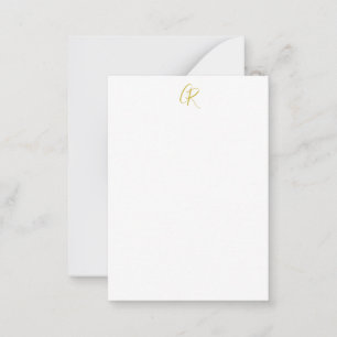 Calligraphy Gold Color Monogram Modern Minimalist  Card