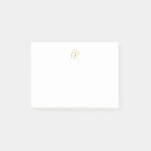 Calligraphy Gold Color Monogram Modern Minimalist Post-it Notes