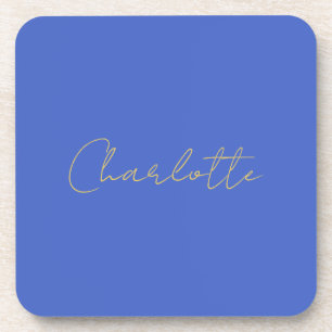 Calligraphy Gold Colour Deep Royal Custom Name Coaster