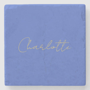 Calligraphy Gold Colour Deep Royal Custom Name Stone Coaster