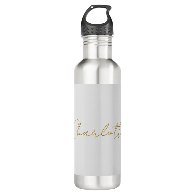 Calligraphy Gold Colour Grey Custom Personal Edit 710 Ml Water Bottle (Front)