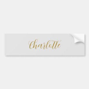 Calligraphy Gold Colour Grey Custom Personal Edit Bumper Sticker
