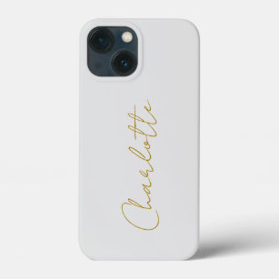 Calligraphy Gold Colour Grey Custom Personal Edit iPhone 13 Mini Case