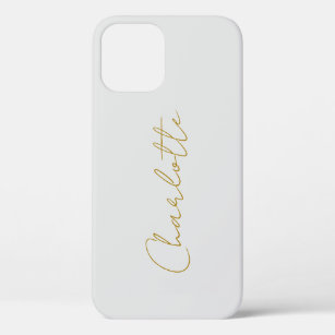 Calligraphy Gold Colour Grey Custom Personal Edit iPhone 12 Pro Case