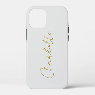 Calligraphy Gold Colour Grey Custom Personal Edit iPhone 12 Mini Case