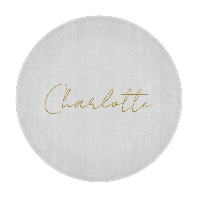 Calligraphy Gold Colour Grey Custom Personal Edit Cutting Board (Front)
