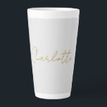 Calligraphy Gold Colour Grey Custom Personal Edit Latte Mug<br><div class="desc">If you are looking for a simple,  legible and minimalist design,  this is for you.</div>