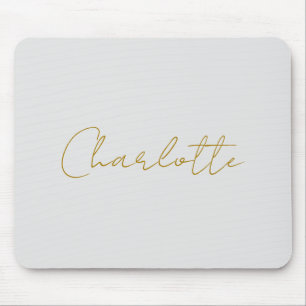 Calligraphy Gold Colour Grey Custom Personal Edit Mouse Pad