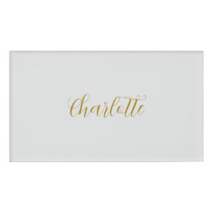 Calligraphy Gold Colour Grey Custom Personal Edit Name Tag