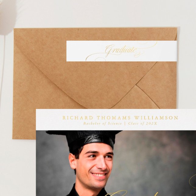 calligraphy gold foil customisable graduation wrap around label (Creator Uploaded)