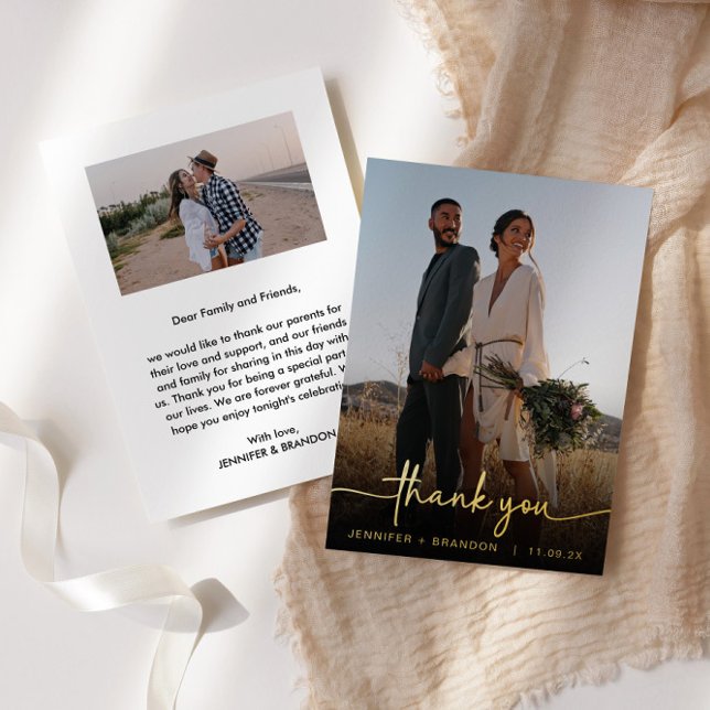 Calligraphy Gold Foil Thank you | Wedding Photo (Creator Uploaded)