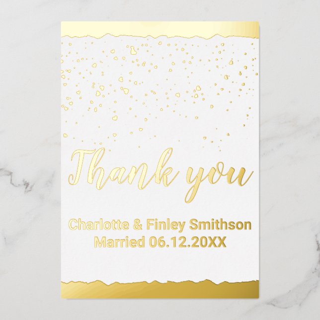 Calligraphy gold foil wedding thank you card (Front)
