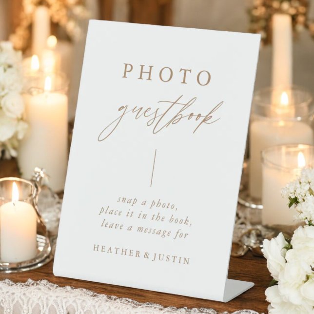 Calligraphy Gold Wedding Photo Guestbook Sign (Creator Uploaded)