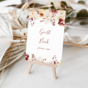 Calligraphy Graceful Floral Guest Book Sign