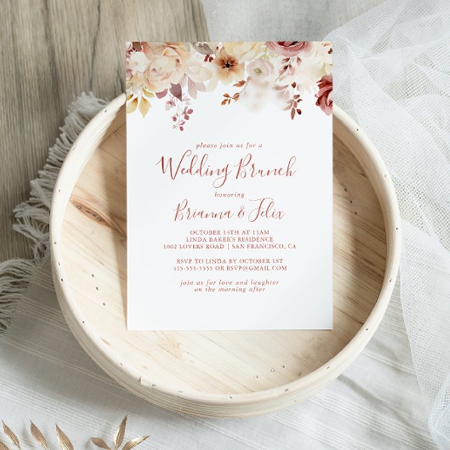 Calligraphy Graceful Floral Wedding Brunch Invitation (Creator Uploaded)