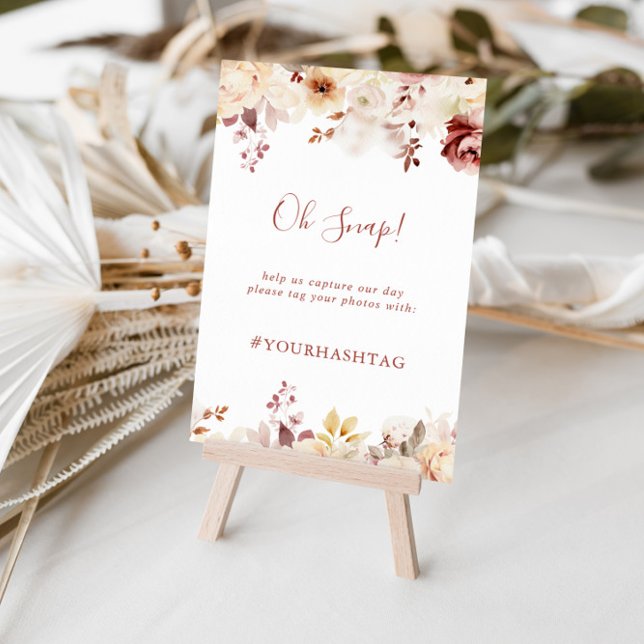 Calligraphy Graceful Floral Wedding Oh Snap Sign (Creator Uploaded)