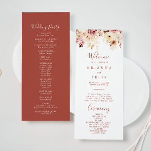 Calligraphy Graceful Floral Wedding Program Programme
