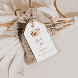 Calligraphy Graceful Floral Wedding Thank You Gift Tags