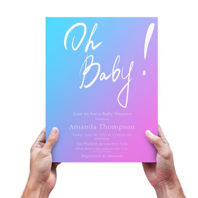 Calligraphy Gradient Gender Neutral Baby Shower Invitation (Creator Uploaded)