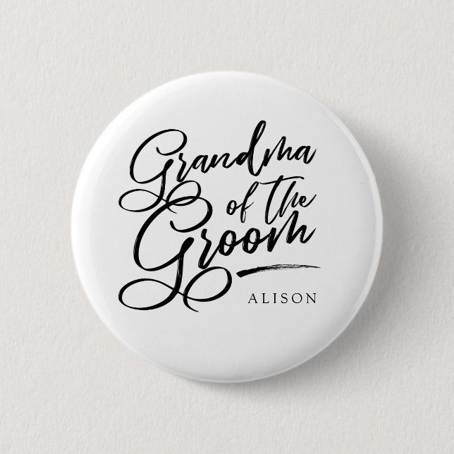 Calligraphy Grandma of the Groom elegant 6 Cm Round Badge (Front)