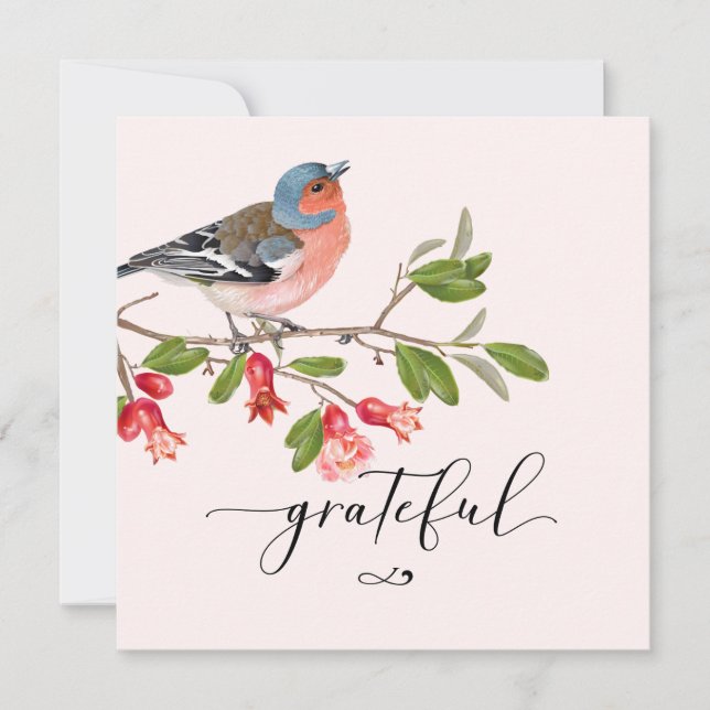 Calligraphy Grateful Thank You Card (Front)